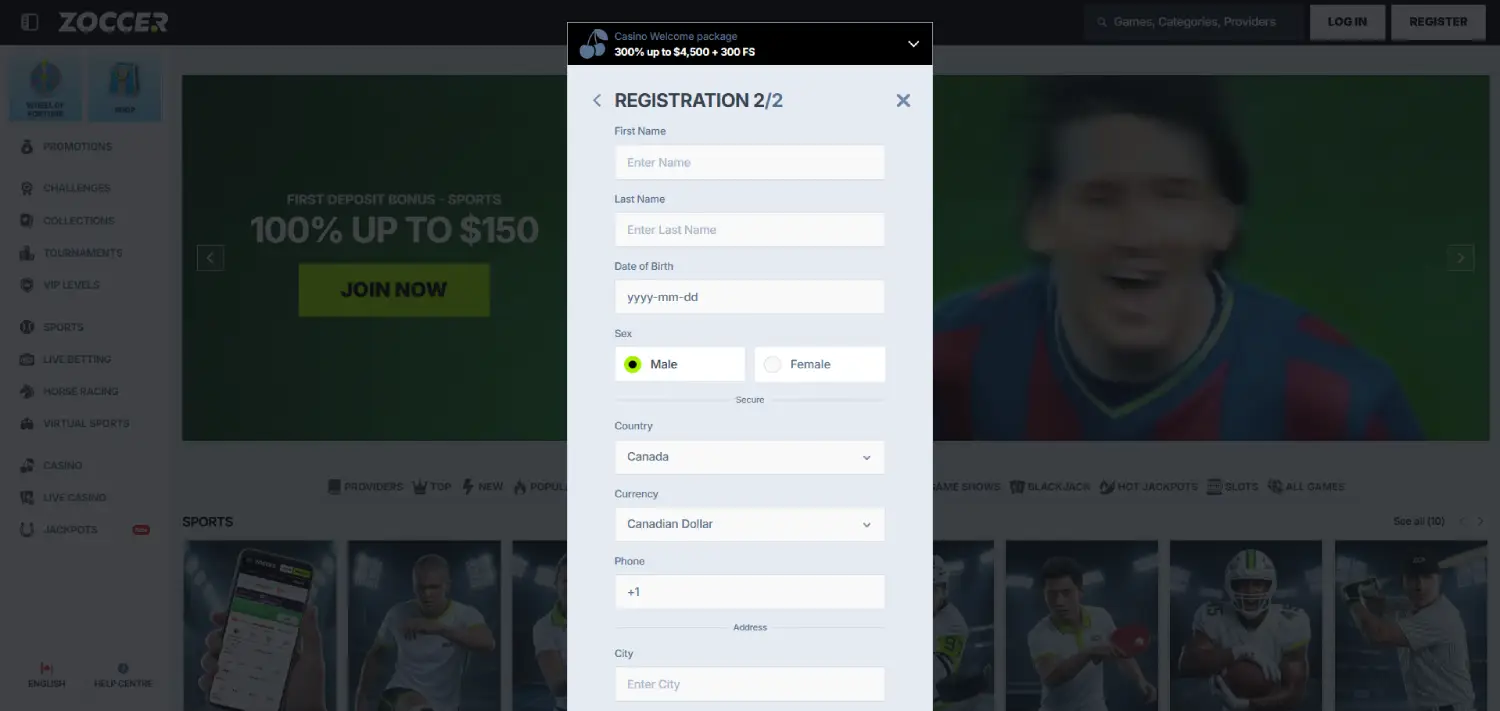 zoccer registration page